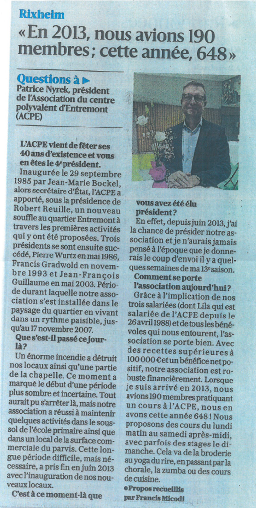 Article Lalsace 40 Ans